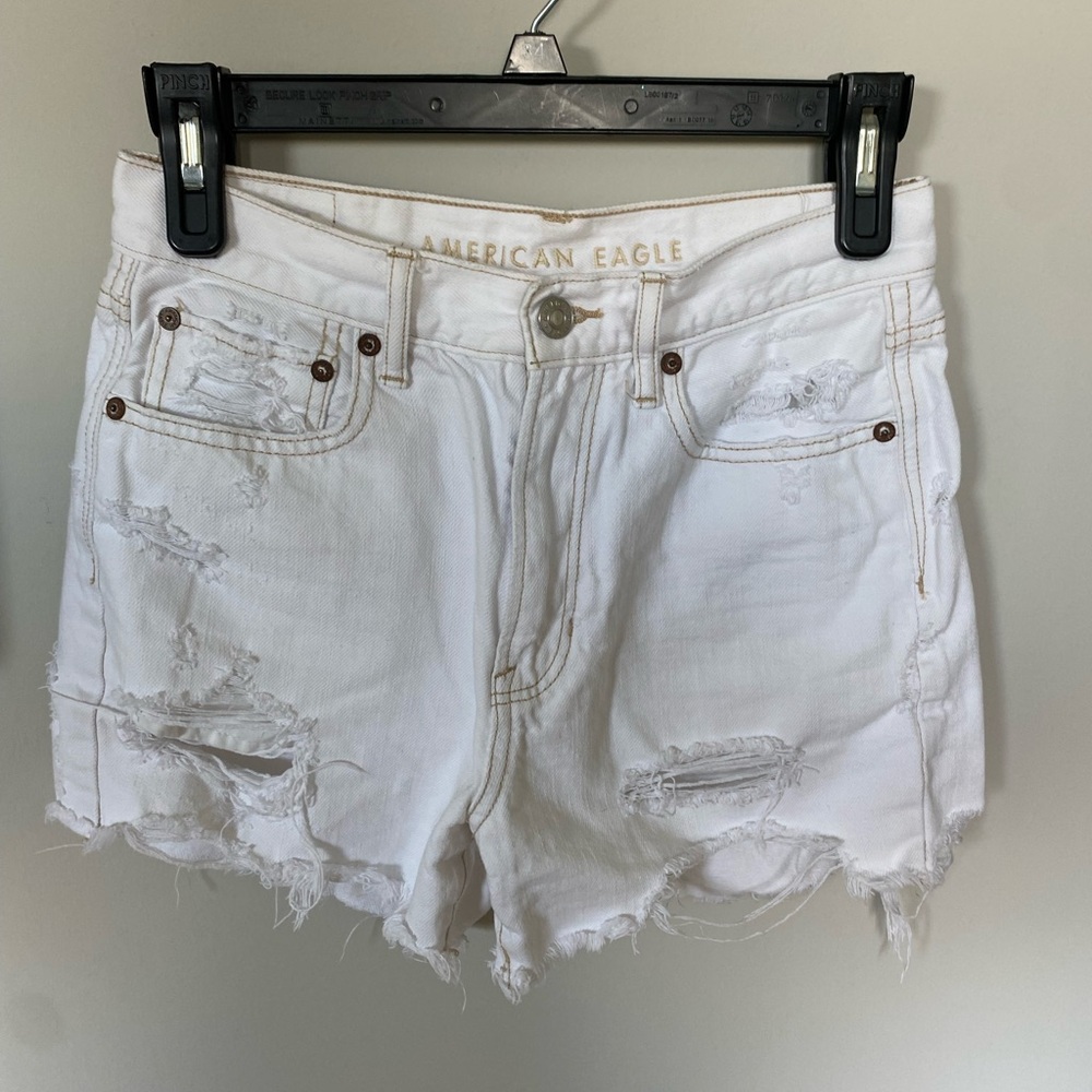 American Eagle Outfitters White Distressed Women's Shorts